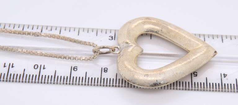 Vintage Sterling Silver Heart Shaped Pendant on Chain