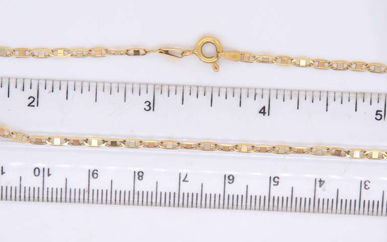 Italian 18KT Yellow Gold Dazelling Flat Nugget Link Chain Necklace
