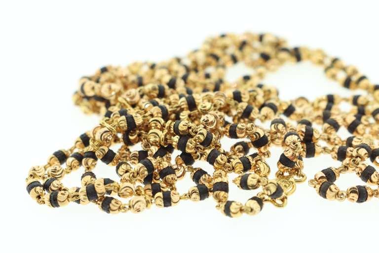 22k Handmade Italian Gold Capsule Necklace with Black Beads