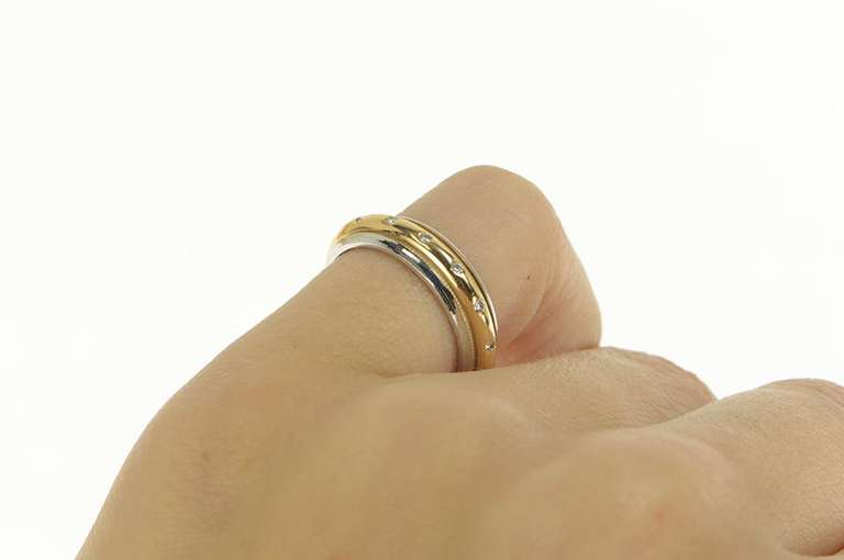 14K Yellow Gold Diamond Two Tone Rounded Wedding Band Ring