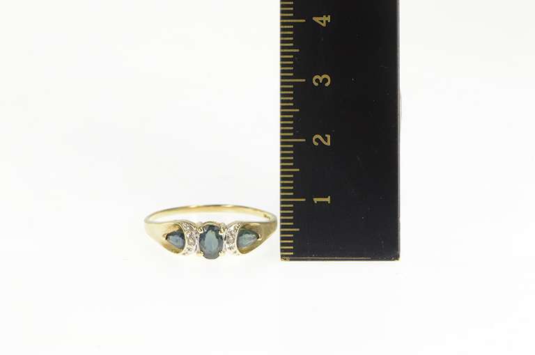 10K Yellow Gold Natural Sapphire Diamond Accent Statement Ring