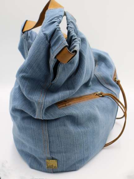 Kooba Lana Denim with Brown Leather Trim Handbag