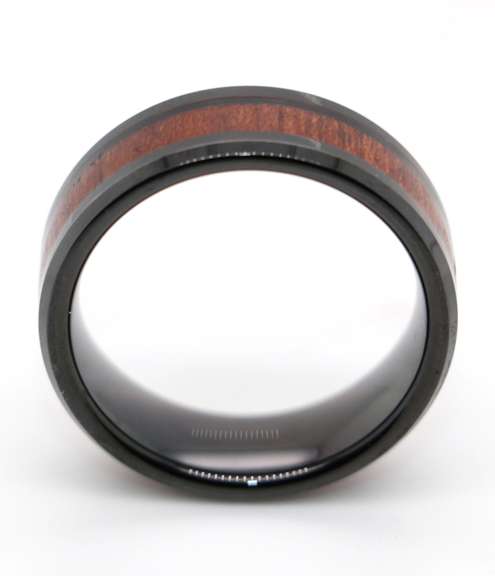 Mens Tungsten Band Ring with Wood Inlay