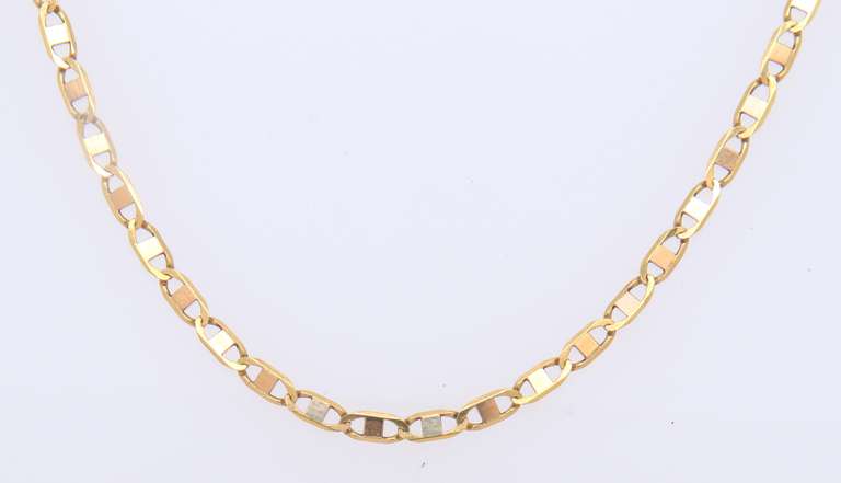 Italian 18KT Yellow Gold Dazelling Flat Nugget Link Chain Necklace