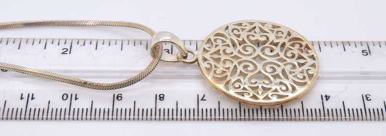 Vintage Italian Sterling Silver Pendant on Snake Chain Necklace