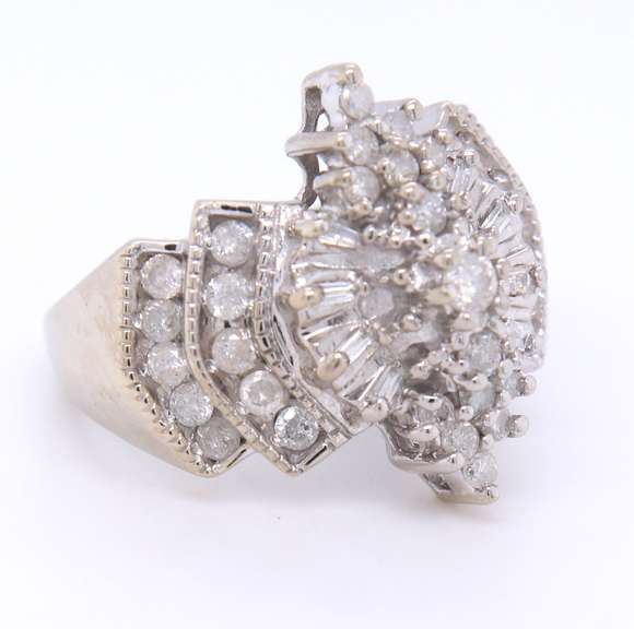 Wonderful White Gold Diamond Cluster Ring