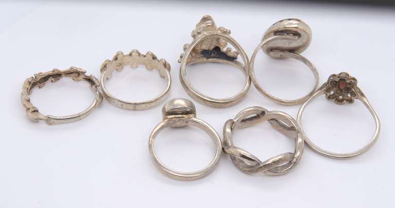 Group Lot of 7 Vintage 925 Sterling Silver rings