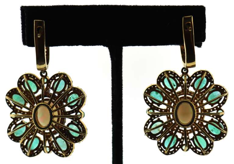 Enchanting Opal and Emerald Earrings