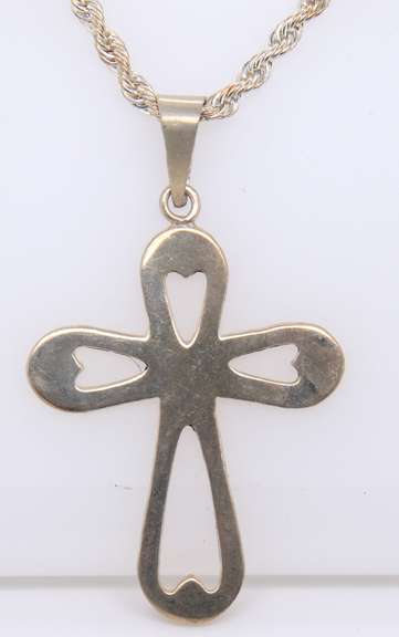 Vintage Sterling Silver Cross Pendant on Chain