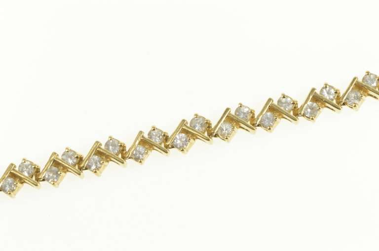 14K Yellow Gold Zig Zag White Sapphire Statement Tennis Bracelet