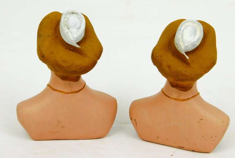 2 Vintage French Convent Nurse Busts