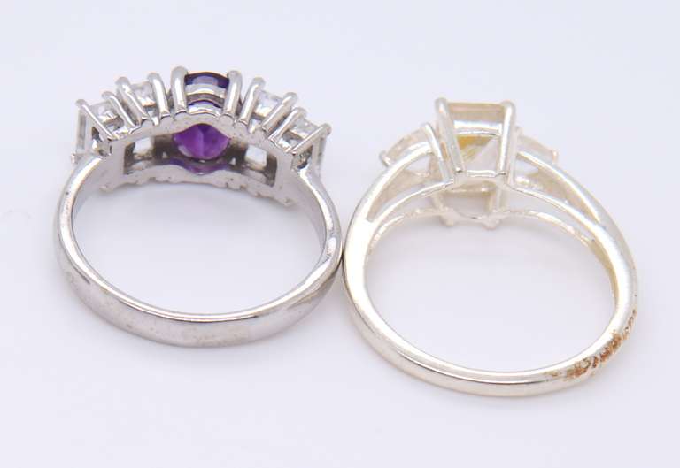 Lot of 4 Vintage 925 Sterling Silver Gemstone Rings