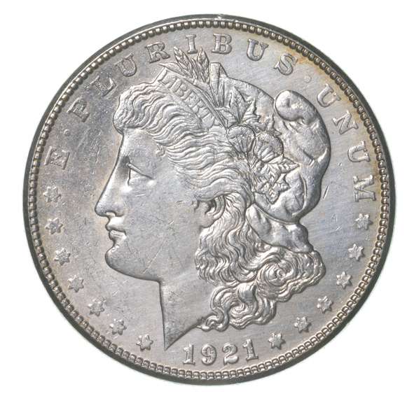 1921-S Morgan Silver Dollar Rainbow Toned
