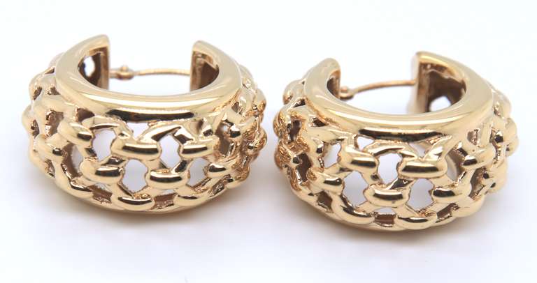 Attractive Yellow Gold Fancy Design Hoop Earrings