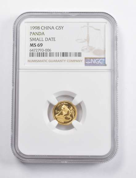 MS69 1998 China 5 Yuan Gold Panda Small Date NGC