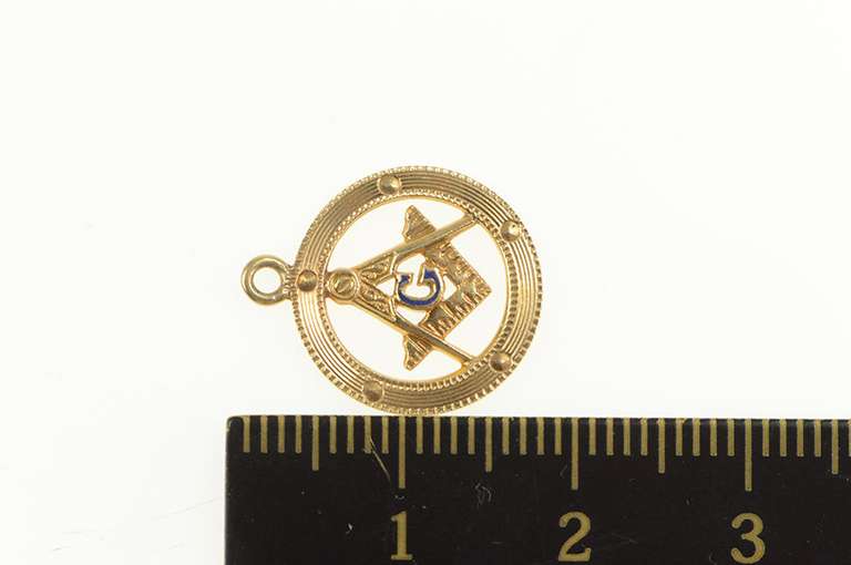 14K Yellow Gold Compass Square Enamel G Masonic Symbol Charm/Pendant