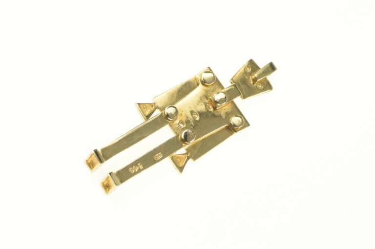 14K Yellow Gold Diamond Button Robot Articulated Statement Pendant