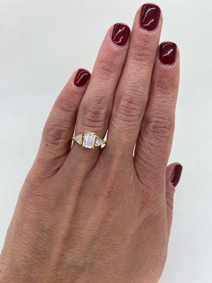 Custom GIA Certified 1.63CTW Three Stone Diamond Engagement Ring