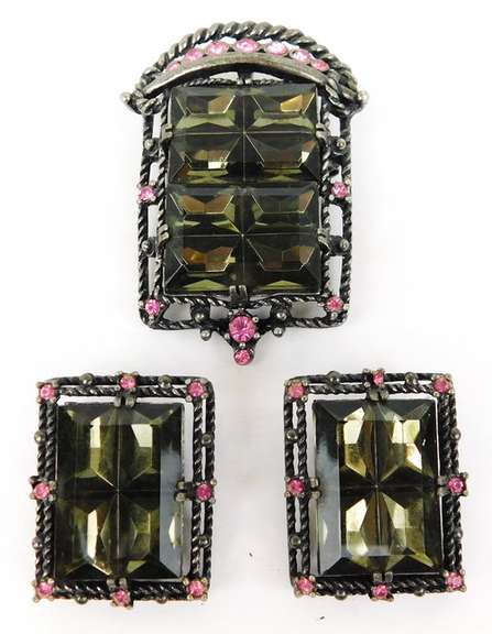 Vintage Deco Midnight Magic Signed Costume Jewelry