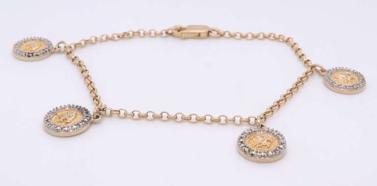 Vintage Sterling Silver Bracelet with 4 Charms