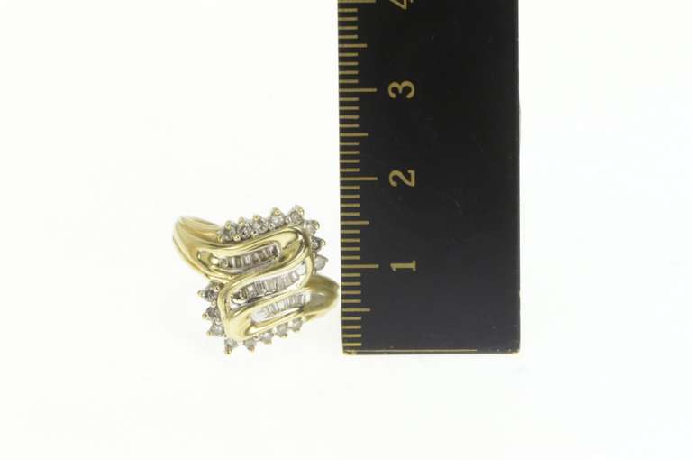 10K Yellow Gold 0.42 Ctw Wavy Diamond Statement Bypass Ring