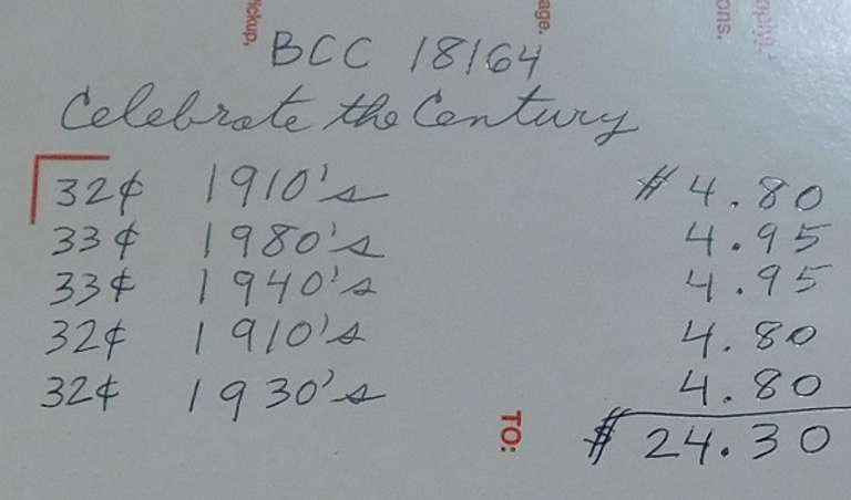 Stamps: 5 sets, Celebrate the Century $24.30