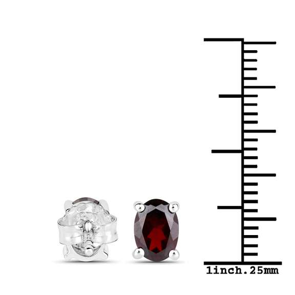 Plated 18KT White Gold 1.70ctw Garnet Earrings