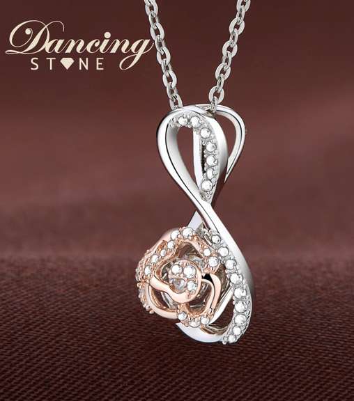 Two tone 18k Rose Gold Plating infinity design pendant