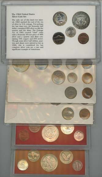 Collection of 5 assorted early US Coins Sets in holders
