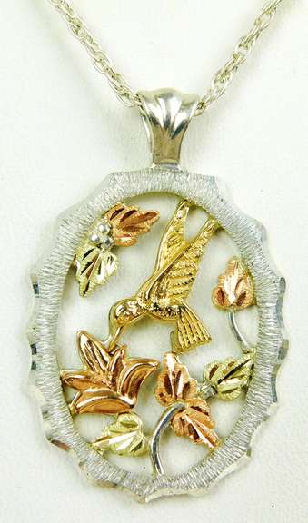 Multi-Colored Sterling Hummingbird Necklace