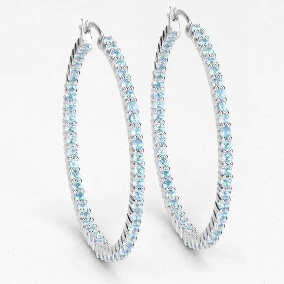 Plated Rhodium 3.60ctw Blue Topaz Earrings