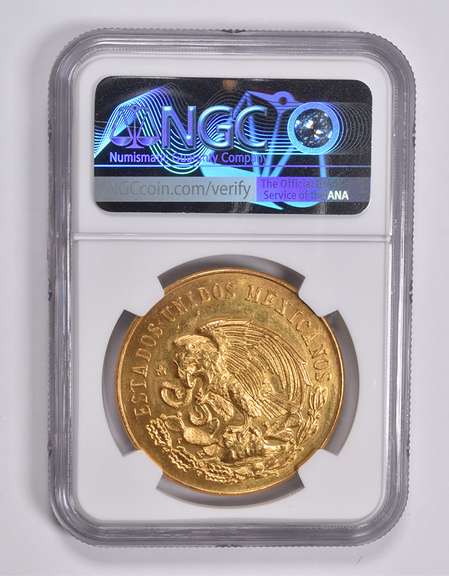MS62 1962 50 Peso Mo Mexico Gold Grove-802 Battle Of Cinco De Mayo NGC
