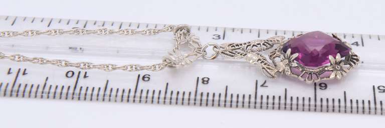 Vintage Sterling Silver Cubic Zirconia Pendant on Chain