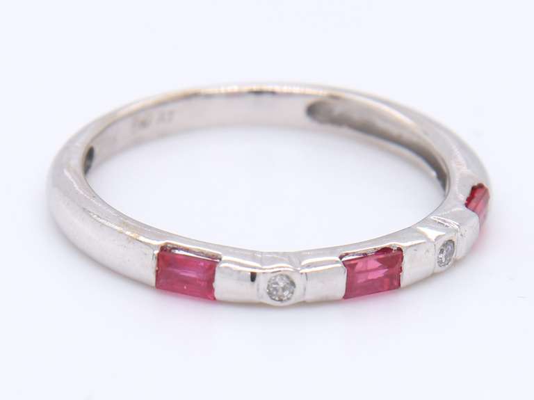 Fabulous White Gold Ruby and Diamond Stackable Band