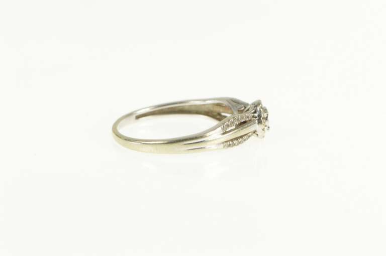 10K White Gold Round Diamond Halo Engagement Promise Ring