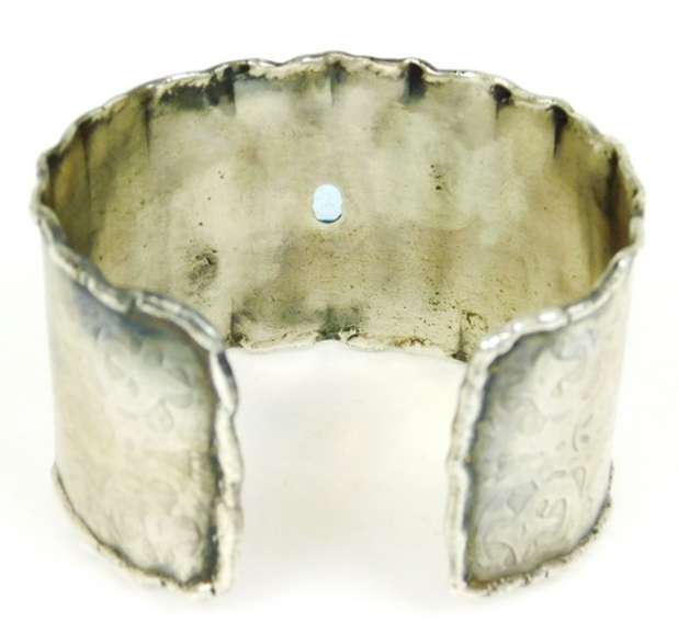 Designer Wide Sterling Cuff with Blue Topaz