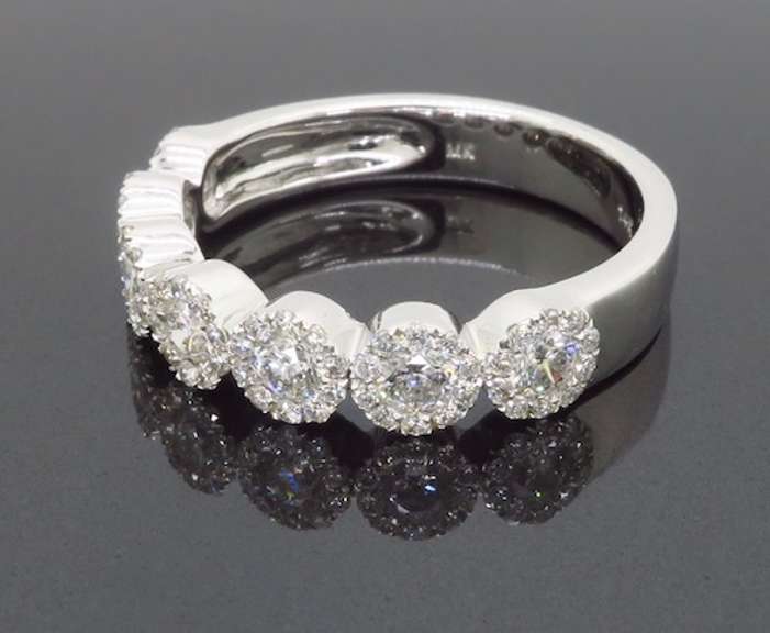 5 Stone Diamond Halo Band