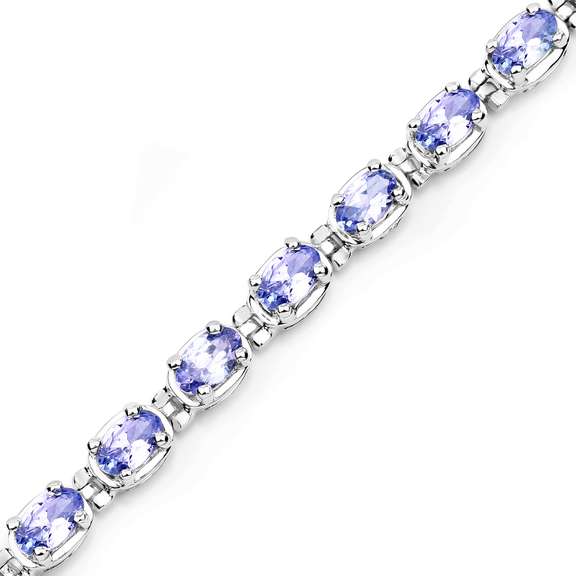 Rhodium Plated 6.00ctw Tanzanite Bracelet