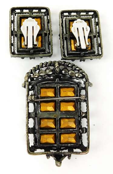 Vintage Deco Midnight Magic Signed Costume Jewelry