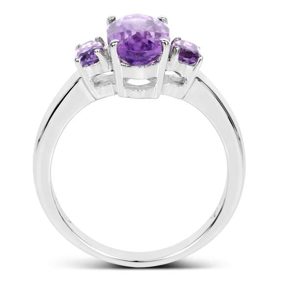 Plated Rhodium 2.42ctw Amethyst Ring