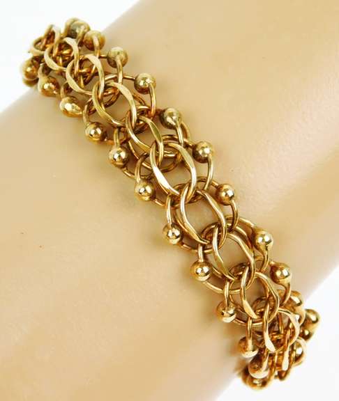 Vintage 12K Gold Filled Fancy Charm Bracelet