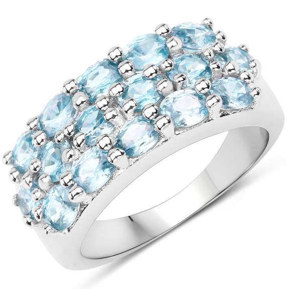 Plated Rhodium 4.00ctw Blue Zircon Ring