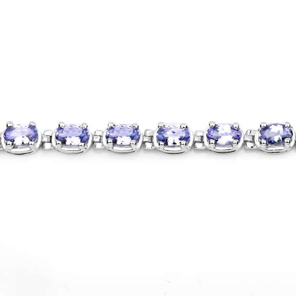 Rhodium Plated 6.00ctw Tanzanite Bracelet