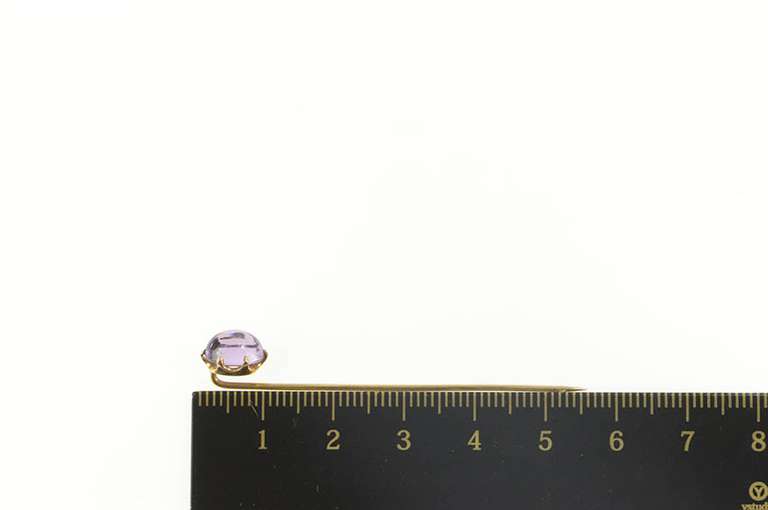 10K Yellow Gold Victorian Oval Amethyst Cabochon Ornate Stick Pin