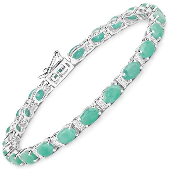 Plated Rhodium 10.12ctw Emerald and White Topaz Bracelet
