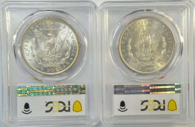 Choice BU 1883-O & 1885 Morgan Silver Dollars. PCGS MS63