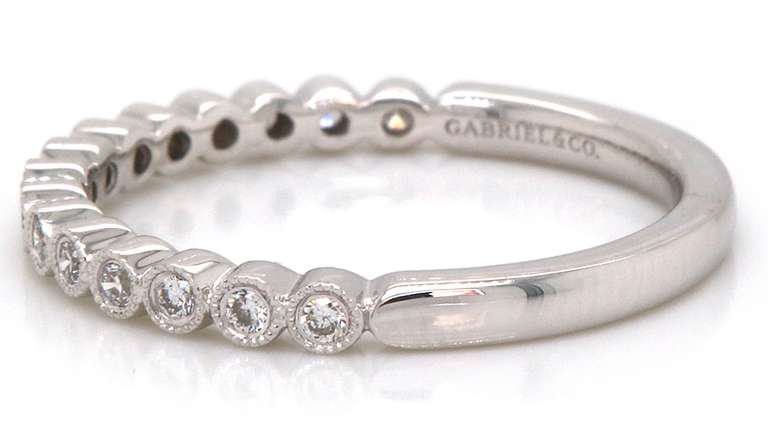 Brand New Gabriel & Co Diamond Milgrain Bezel Band in White Gold