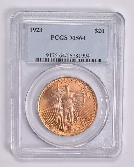 MS64 1923 $20 Saint-Gaudens Gold Double Eagle PCGS