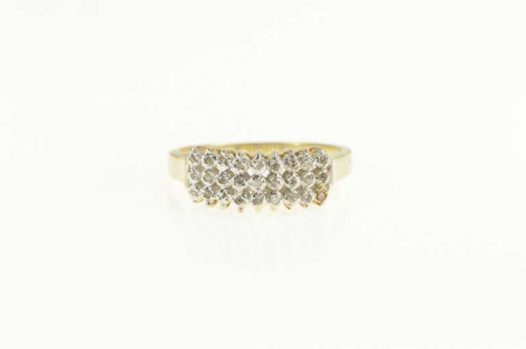 10K Yellow Gold Tiered Diamond Squared Row Band Ring