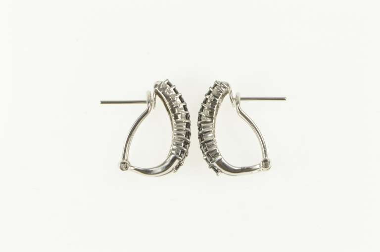 14K White Gold Pave Black & White Diamond Curved Bar Earrings